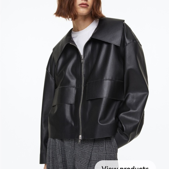 H&M Jackets & Coats Hm Oversized Faux Leather Jacket Poshmark